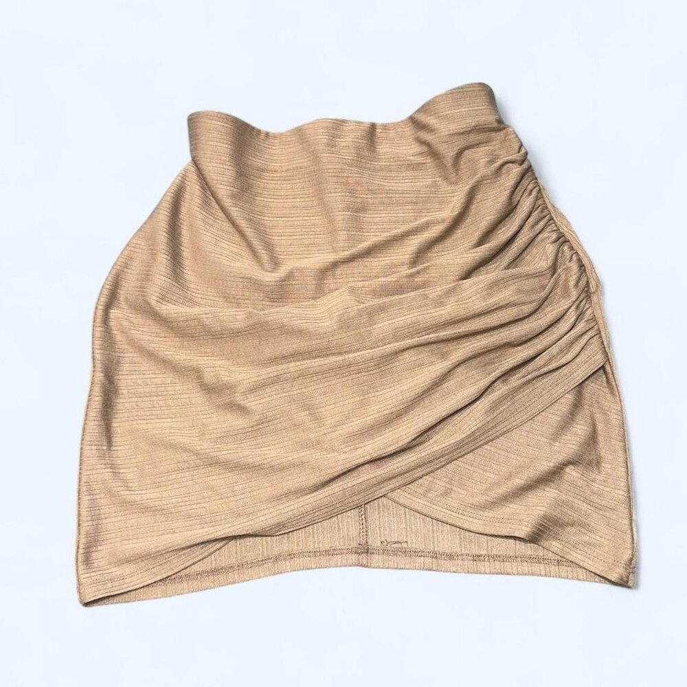 Forever 21 Tan Ruched Mini Skirt
